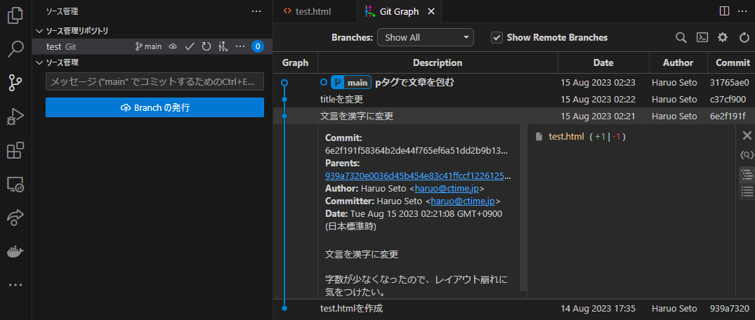 Git Graphの詳細